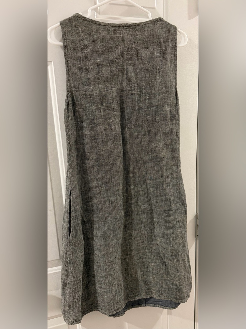100% LINEN - Flax Gray Linen A-Line Dress - Picture 7 of 8